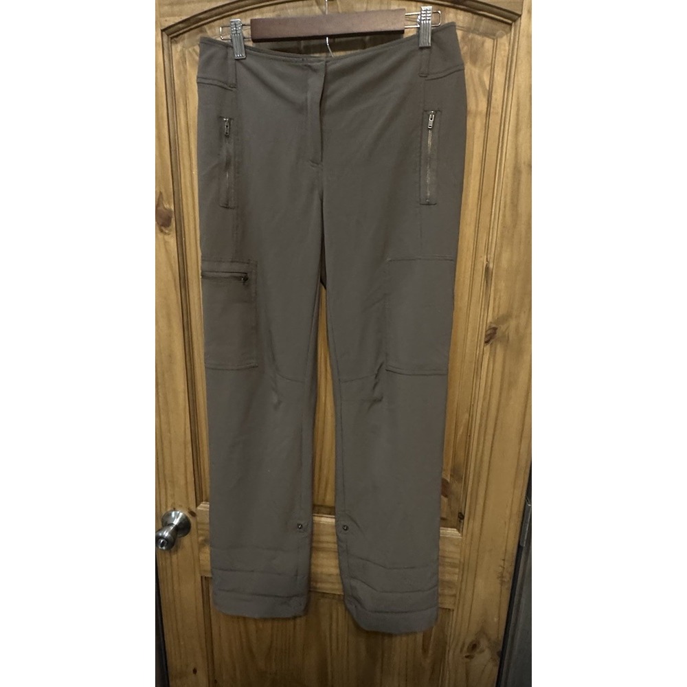 Chico's Women's Size 0 Cargo Pants Brown Stretch Zip Pocket‎ Utility Travel